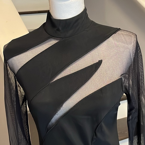 Carabella Head Turning Black Cocktail Dress. Extremely unique  Sheer top. S - Picture 2 of 15
